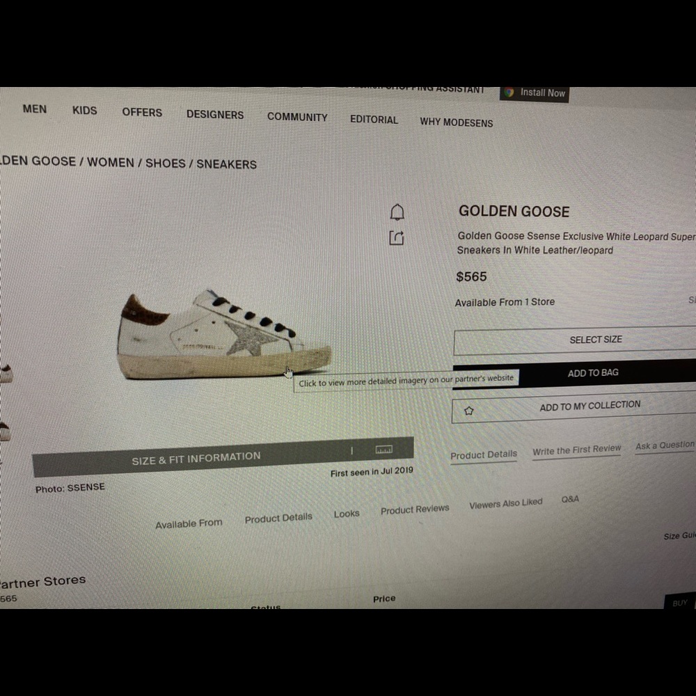 Golden Goose Leopard Tab Silver Star Size 39
